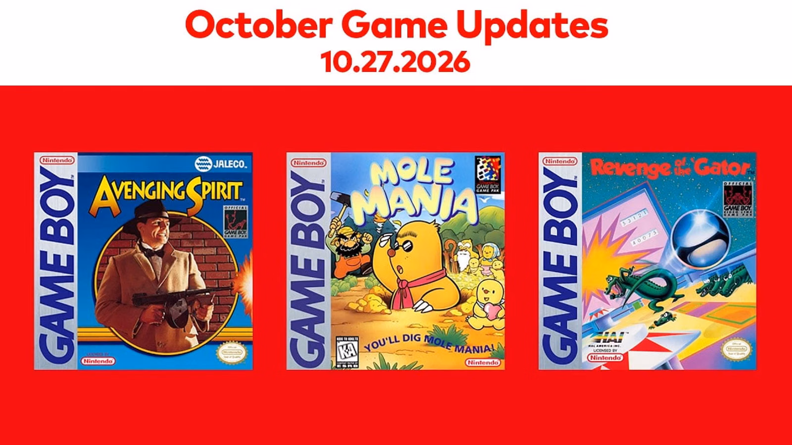Mole Mania and Two More Game Boy Games Join Switch Online Oct. 27