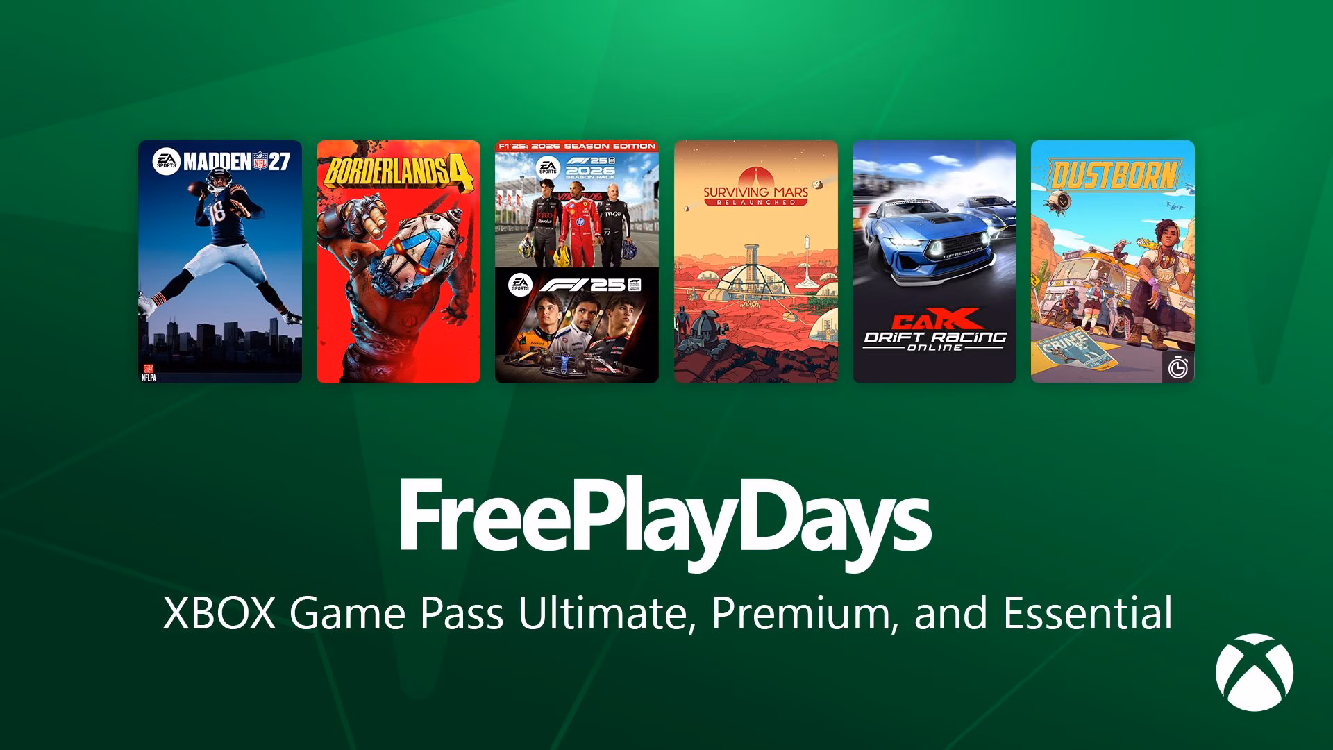 Xbox Free Play Days Drafts Madden NFL 27 and Borderlands 4 for the Weekend